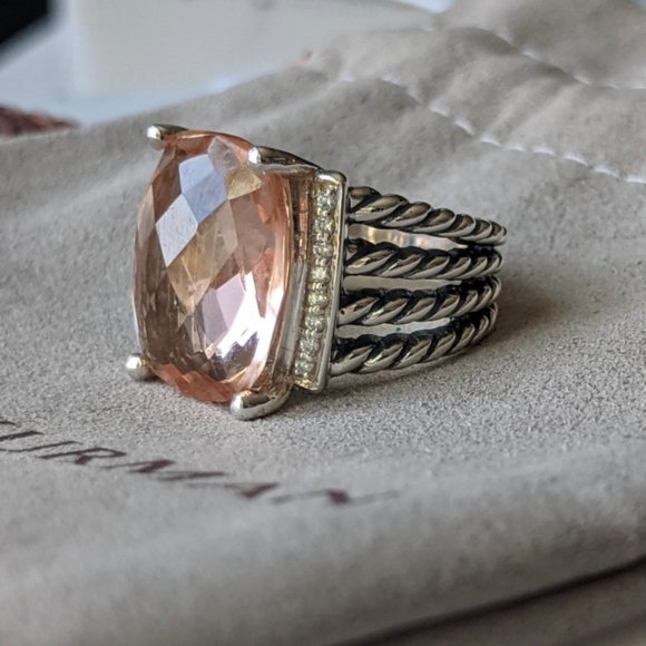 David Yurman Wheaton Morganite & Diamond Ring - Picture 9 of 14